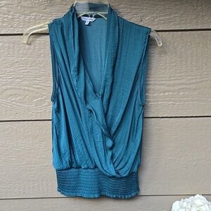 Naked zebra satin top ruched jade green S